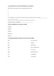 English Worksheet: Newspapers