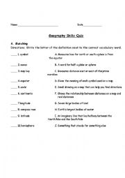 English Worksheet: Geography Skills Test