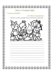 English Worksheet: Halloween Writing Activity