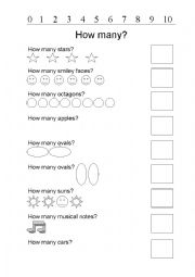 English Worksheet: How many? Pg1