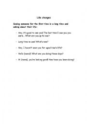 English Worksheet: Life Changes