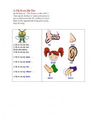 English Worksheet: BODY PARTS SONG (illustrated and with actions)