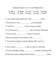 English Worksheet: Go vs. Get Phrasal Verbs