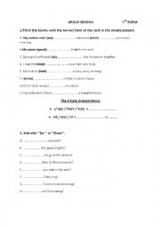 English Worksheet: GROUP SESSION 7TH FORM