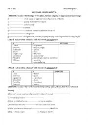 English Worksheet: lesson 12 money and evil