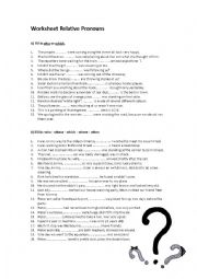 English Worksheet: Worksheet Relative Pronouns