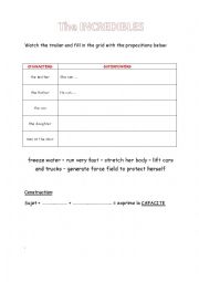 English Worksheet: The incredibles