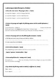 English Worksheet: listening test about family life