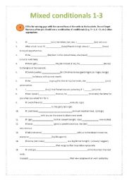 English Worksheet: MIXED CONDITIONALS (IF-CLAUSES) 