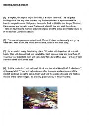 English Worksheet: Reading about Bangkok