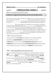 English Worksheet: consolidation 1 2nd form 