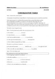 English Worksheet: consolidation tasks 1st form (1)