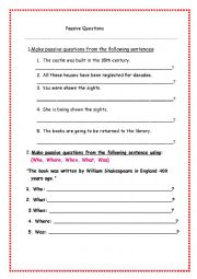 English Worksheet: passive voice execises worksheet