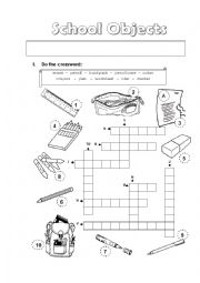 English Worksheet: School Objects