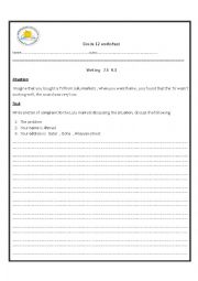English Worksheet: letter of complaint writing