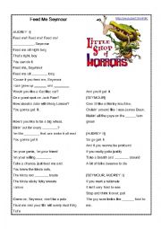 English Worksheet: Feed Me Seymour - Listening activity - Gap fill