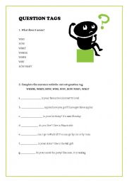 English Worksheet: Question tag