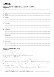 English Worksheet: 2 exercises on cardinal numbers 