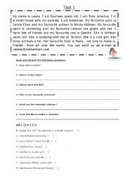 English Worksheet: reading