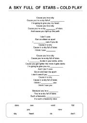 English Worksheet: A sky full of stars-Cold play