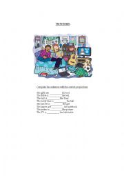 English Worksheet: Bedroom + prepositions