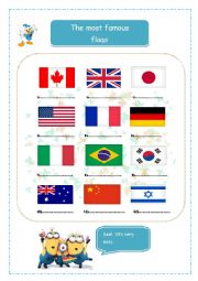 English Worksheet: The most famous flags.