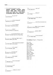 English Worksheet: Question words