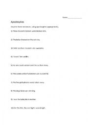 English Worksheet: Apostrophe practice 