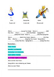 English Worksheet: comparing people ( for kids)