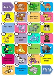 English Worksheet: Animals - Boardgame