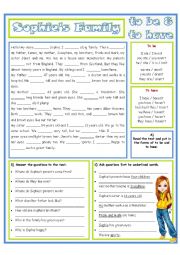 English Worksheet: Sophies Family