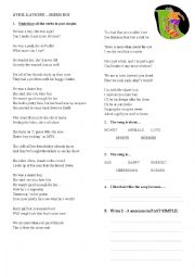 English Worksheet: Avril Lavigne - Sk8er Boi - PAST SIMPLE
