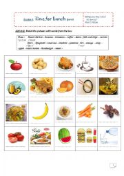 English Worksheet: time for lunch seventh form 