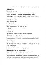 English Worksheet: lesson plan of Id like some noodles
