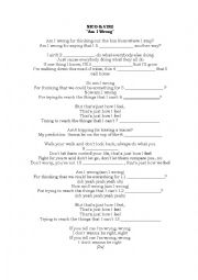 English Worksheet: Am I wrong song