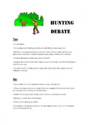 English Worksheet: Hunting debate