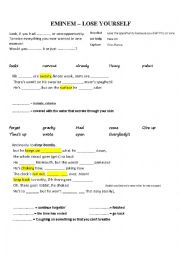 English Worksheet: Eminem - lose yourself