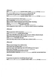 English Worksheet: I WISH I WAS A PUNK ROCKER by SANDI THOM