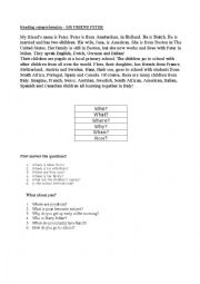 English Worksheet: Reading comprehension (W Questions)