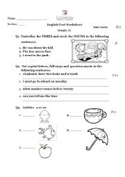 English test worksheet