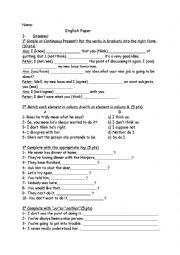 English Worksheet: Test : Simple or Continuous present