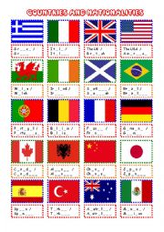 English Worksheet: Countries and Nationalities 1