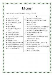 English Worksheet: idioms