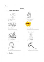 English Worksheet: test for stater level ( 7-!0 years old)