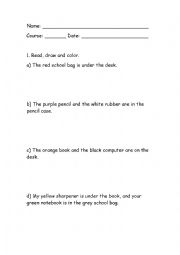 English Worksheet: Prepositions in on under