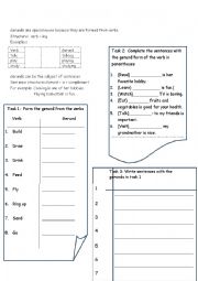 English Worksheet: Gerund as the subject 