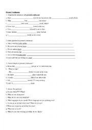 English Worksheet: Present Continuous Practice