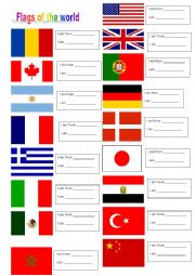 English Worksheet: Flags of the world