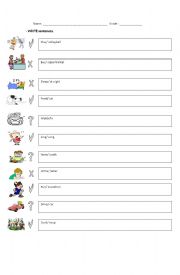 English Worksheet: Writing sentences