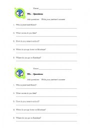 English Worksheet: Wh- Interview Questions